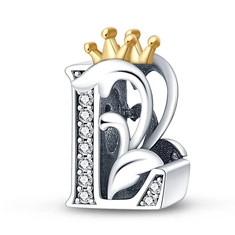 Pandach Bead Charm Ciondolo Argento Sterling 925 Lettere con Cubic Zirconia per Braccialetti e Collane Europei - immagine 1
