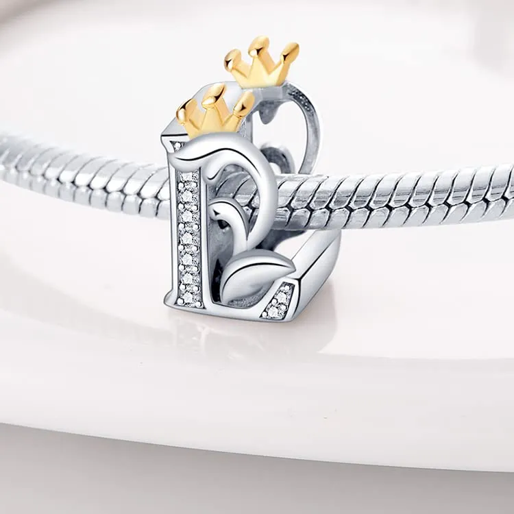Pandach Bead Charm Ciondolo Argento Sterling 925 Lettere con Cubic Zirconia per Braccialetti e Collane Europei - immagine 2