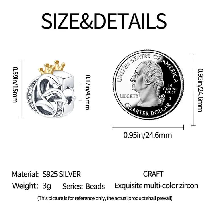 Pandach Ciondolo Lettere in Argento Sterling 925 con Cubic Zirconia per Braccialetti e Collane Europei - immagine 4