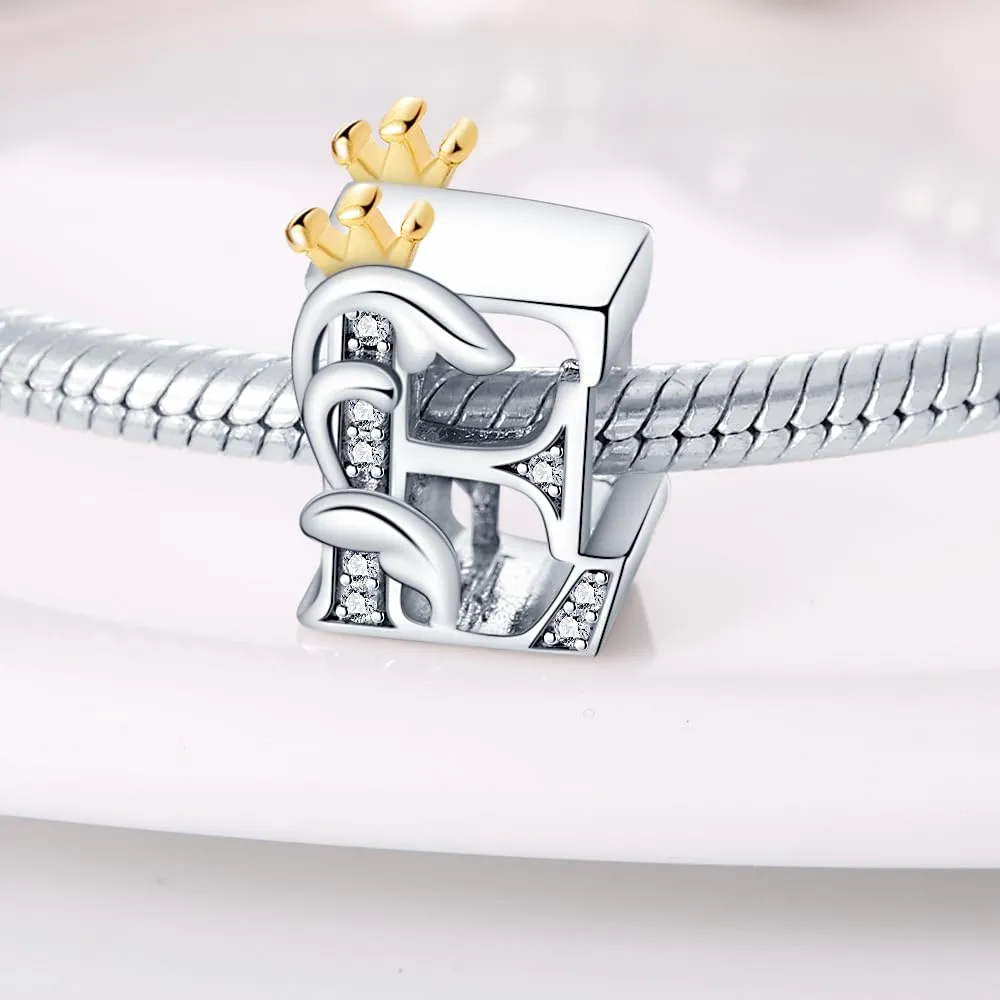 Pandach Bead Charm Ciondolo Argento Sterling 925 Lettere con Cubic Zirconia per Braccialetti e Collane Europei - immagine 2