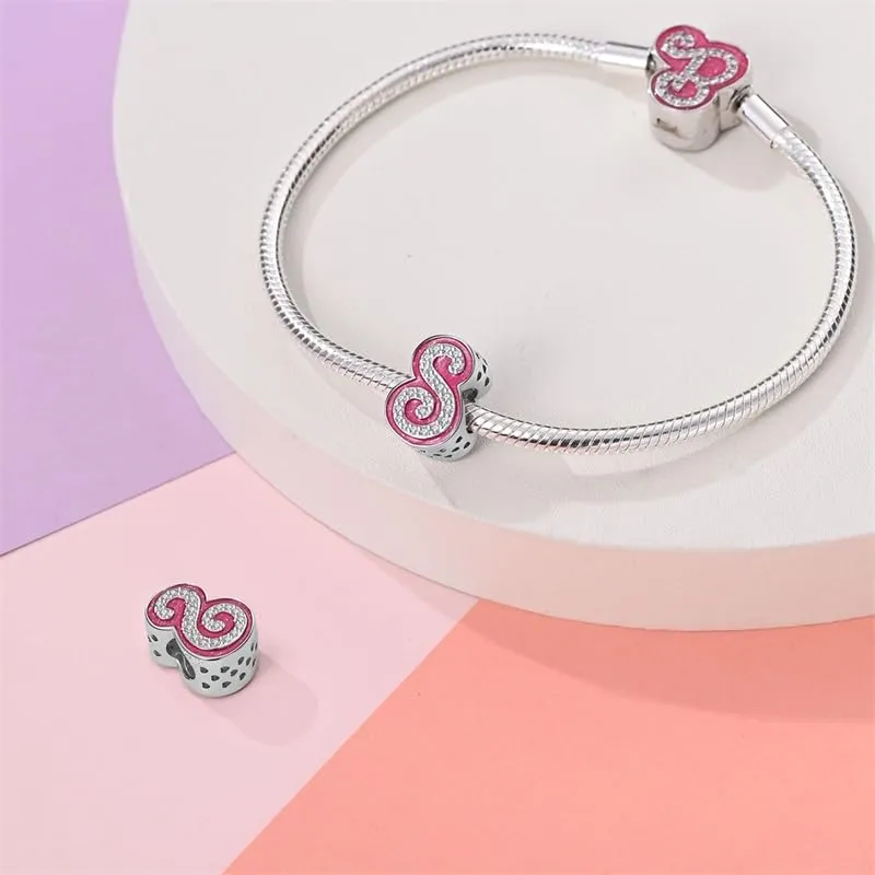 Pandach Bead Charm Ciondolo Argento Sterling 925 Lettere con Cubic Zirconia per Braccialetti e Collane Europei - immagine 3