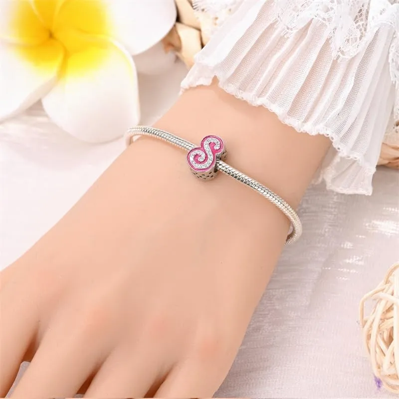 Pandach Bead Charm Ciondolo Argento Sterling 925 Lettere con Cubic Zirconia per Braccialetti e Collane Europei - immagine 4