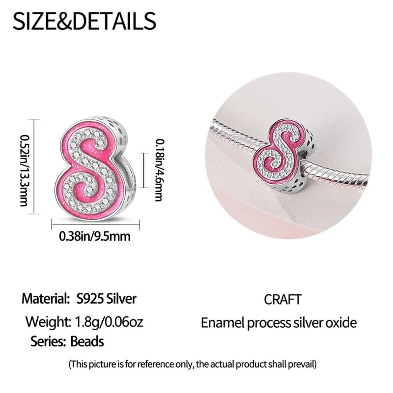 Pandach Bead Charm Ciondolo Argento Sterling 925 Lettere con Cubic Zirconia per Braccialetti e Collane Europei - immagine 5