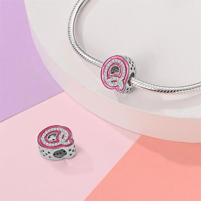 Pandach Ciondolo Lettere in Argento Sterling 925 e Cubic Zirconia, Compatibile con Braccialetti e Collane Europei - immagine 2