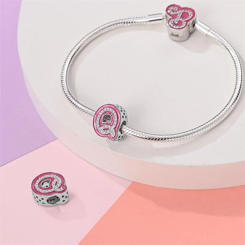 Pandach Ciondolo Lettere in Argento Sterling 925 e Cubic Zirconia, Compatibile con Braccialetti e Collane Europei - immagine 3