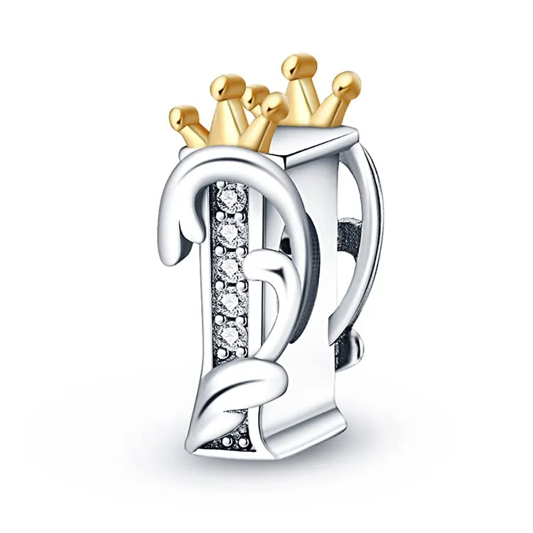 Pandach Bead Charm Ciondolo Argento Sterling 925 Lettere con Cubic Zirconia per Braccialetti e Collane Europei - immagine 1