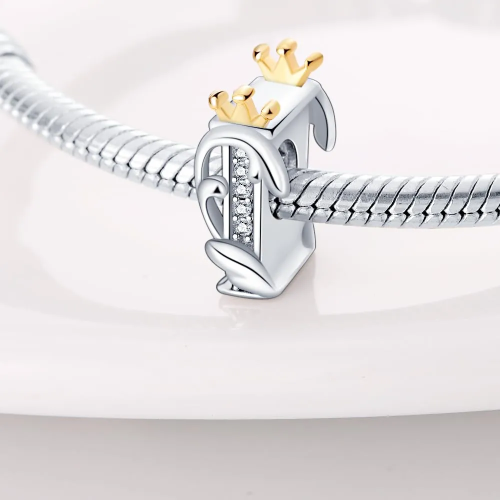 Pandach Bead Charm Ciondolo Argento Sterling 925 Lettere con Cubic Zirconia per Braccialetti e Collane Europei - immagine 2