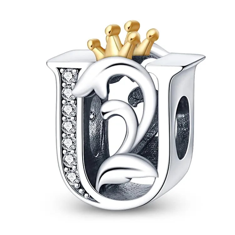 Pandach Bead Charm in Argento Sterling 925 con Lettere e Cubic Zirconia, Compatibile con Braccialetti e Collane Europei - immagine 1