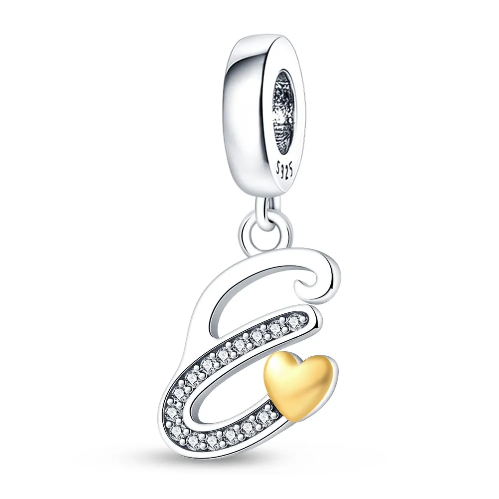 Pandach Bead Charm Ciondolo Argento Sterling 925 Lettere con Cubic Zirconia per Braccialetti e Collane Europee - immagine 1