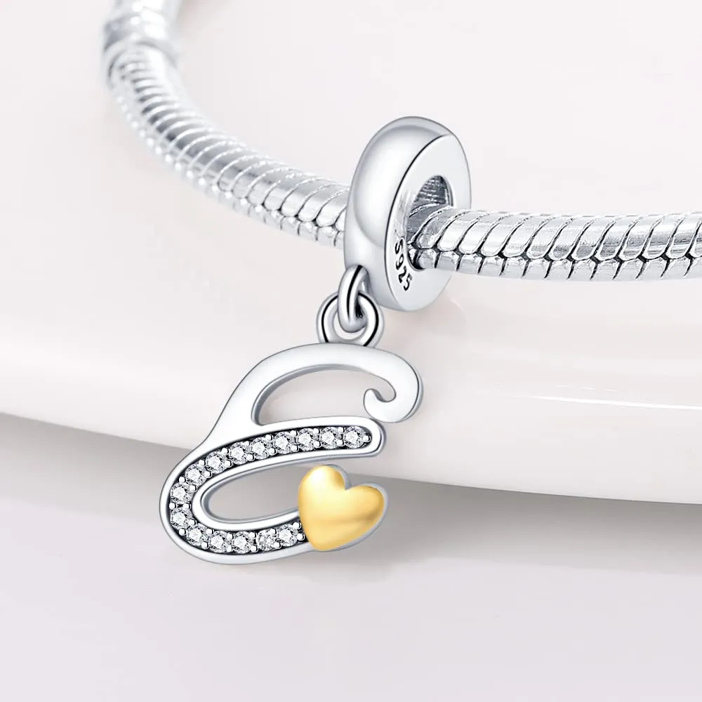 Pandach Bead Charm Ciondolo Argento Sterling 925 Lettere con Cubic Zirconia per Braccialetti e Collane Europee - immagine 2