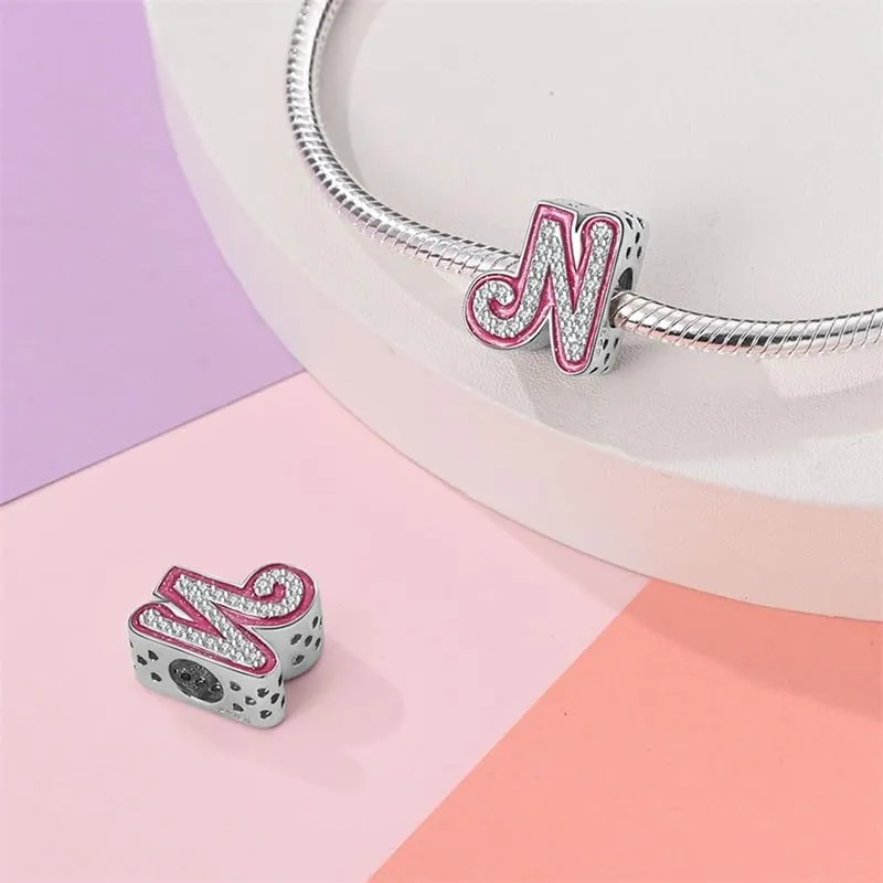 Pandach Ciondolo Lettere in Argento Sterling 925 con Cubic Zirconia per Braccialetti e Collane Europei - immagine 2