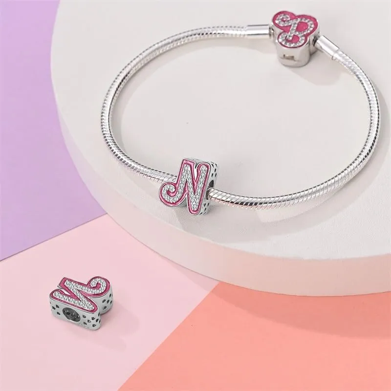 Pandach Ciondolo Lettere in Argento Sterling 925 con Cubic Zirconia per Braccialetti e Collane Europei - immagine 3