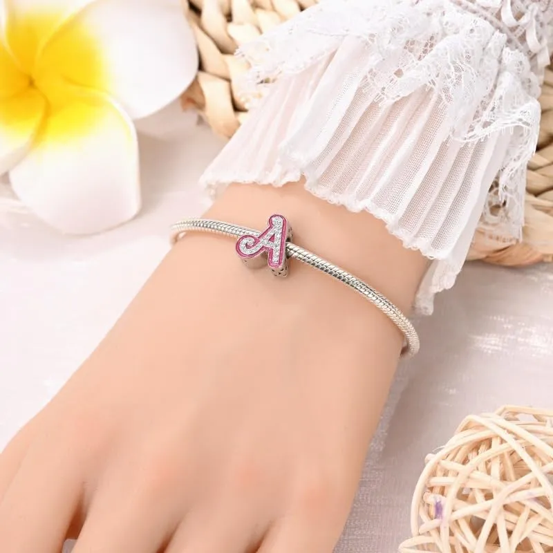Pandach Bead Charm Ciondolo Argento Sterling 925 Lettere con Cubic Zirconia per Braccialetti e Collane Europei - immagine 4