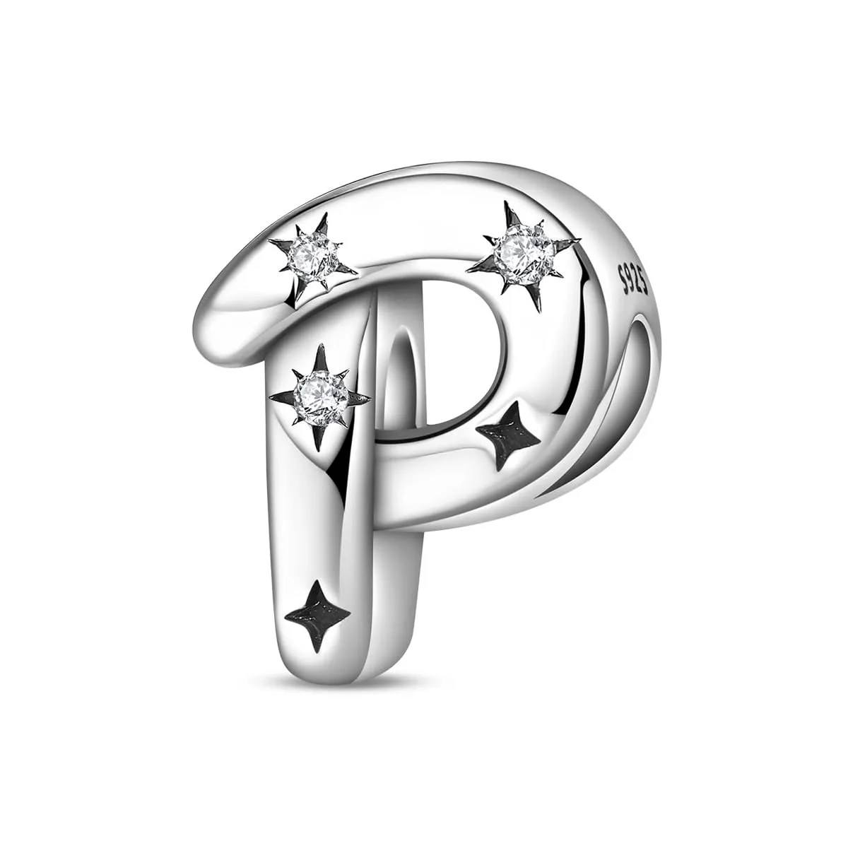 Pandach Bead Charm in Argento Sterling 925 con Lettere e Cubic Zirconia per Braccialetti e Collane Europei - immagine 1