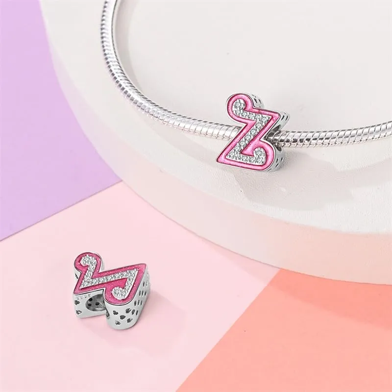 Pandach Bead Charm Argento Sterling 925 Lettere con Cubic Zirconia per Braccialetti e Collane Europei - immagine 2