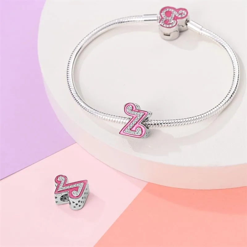 Pandach Bead Charm Argento Sterling 925 Lettere con Cubic Zirconia per Braccialetti e Collane Europei - immagine 3