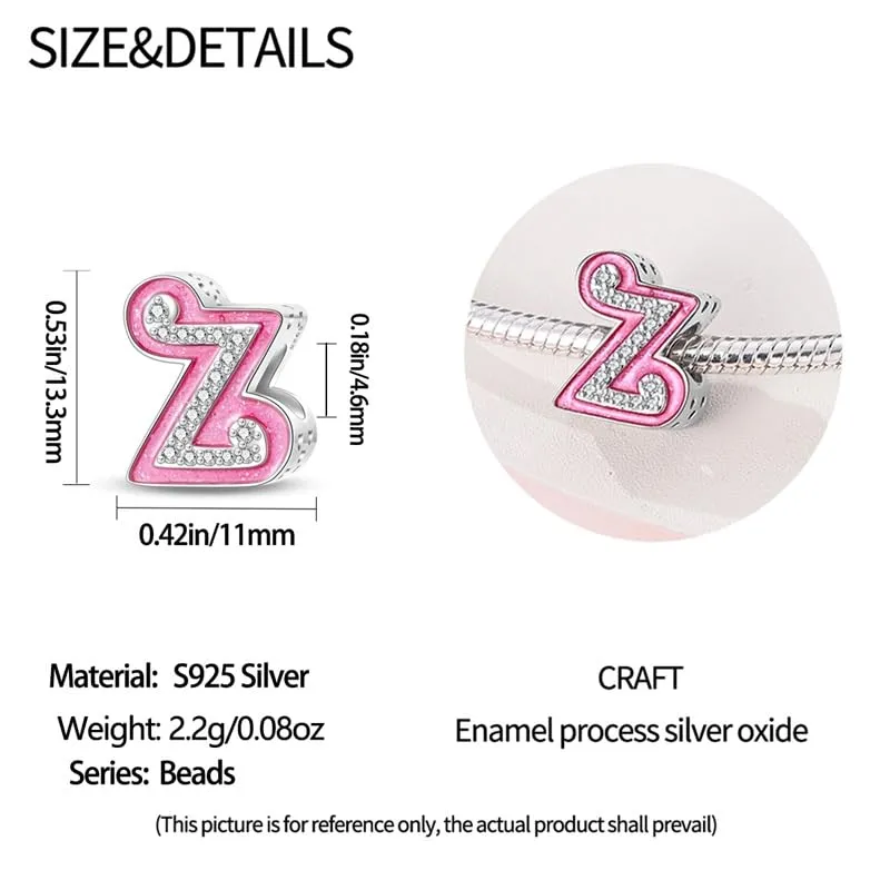 Pandach Bead Charm Argento Sterling 925 Lettere con Cubic Zirconia per Braccialetti e Collane Europei - immagine 5
