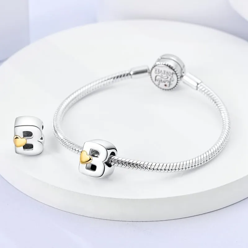 Pandach Bead Charm Ciondolo Argento Sterling 925 Lettere con Cubic Zirconia per Braccialetti e Collane Europei - immagine 3