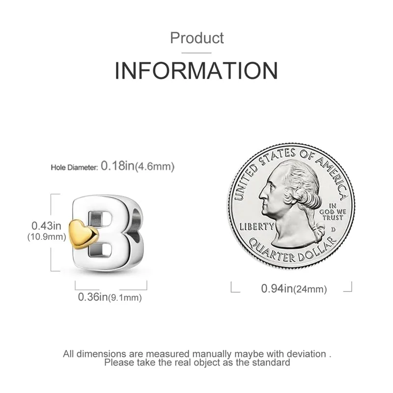 Pandach Bead Charm Ciondolo Argento Sterling 925 Lettere con Cubic Zirconia per Braccialetti e Collane Europei - immagine 6