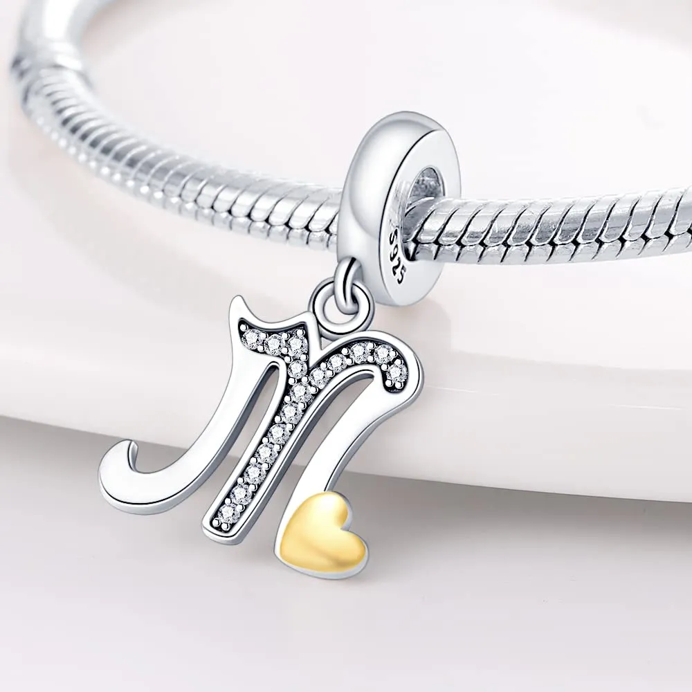 Pandach Bead Charm Argento Sterling 925 Lettere con Cubic Zirconia per Braccialetti e Collane Europei - immagine 2