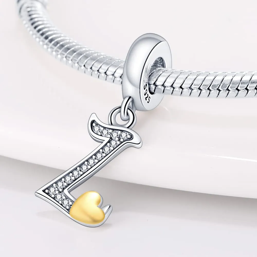 Pandach Bead Charm Ciondolo Argento Sterling 925 Lettere con Cubic Zirconia per Braccialetti e Collane Europee - immagine 2