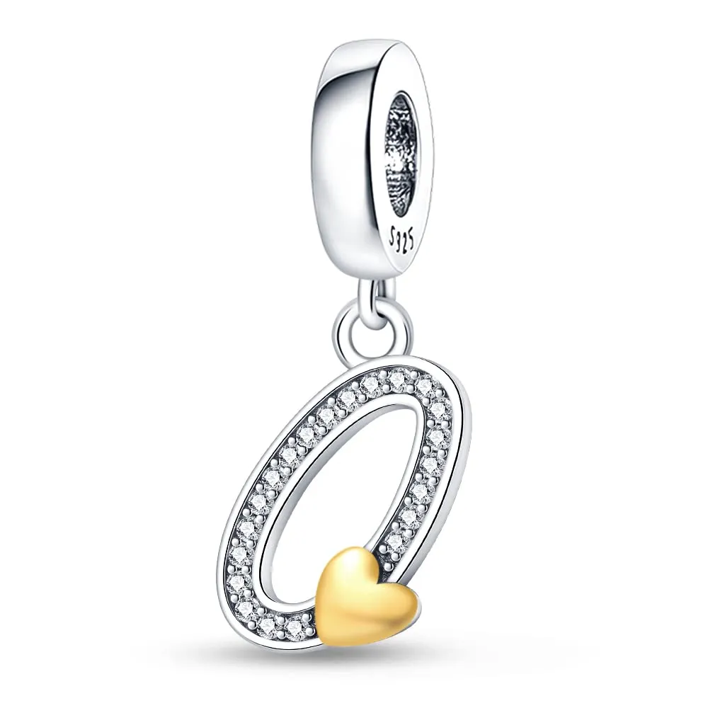 Tinslo Bead Charm Lettere in Argento Sterling 925 con Cubic Zirconia, Compatibile con Braccialetti e Collane Pandora e Europei - immagine 1