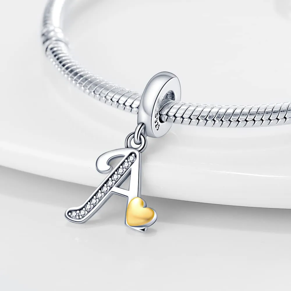 Pandach Bead Charm Ciondolo Argento Sterling 925 Lettere con Cubic Zirconia per Braccialetti e Collane Europei - immagine 2
