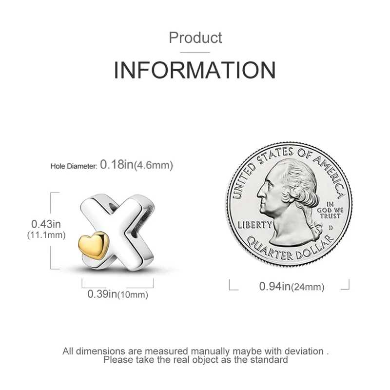 Pandach Bead Charm Ciondolo Argento Sterling 925 Lettere con Cubic Zirconia per Braccialetti e Collane Europei - immagine 5