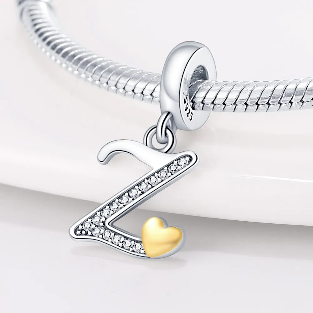 Pandach TINSLO Lettere Bead Charm in Argento Sterling 925 con Cubic Zirconia per Braccialetti e Collane europei - immagine 2