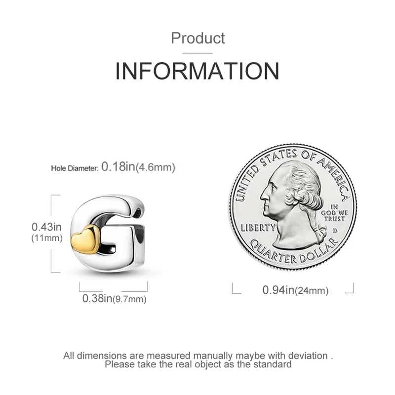 Pandach Bead Charm Ciondolo Argento Sterling 925 Lettere con Cubic Zirconia per Braccialetti e Collane Europei - immagine 6