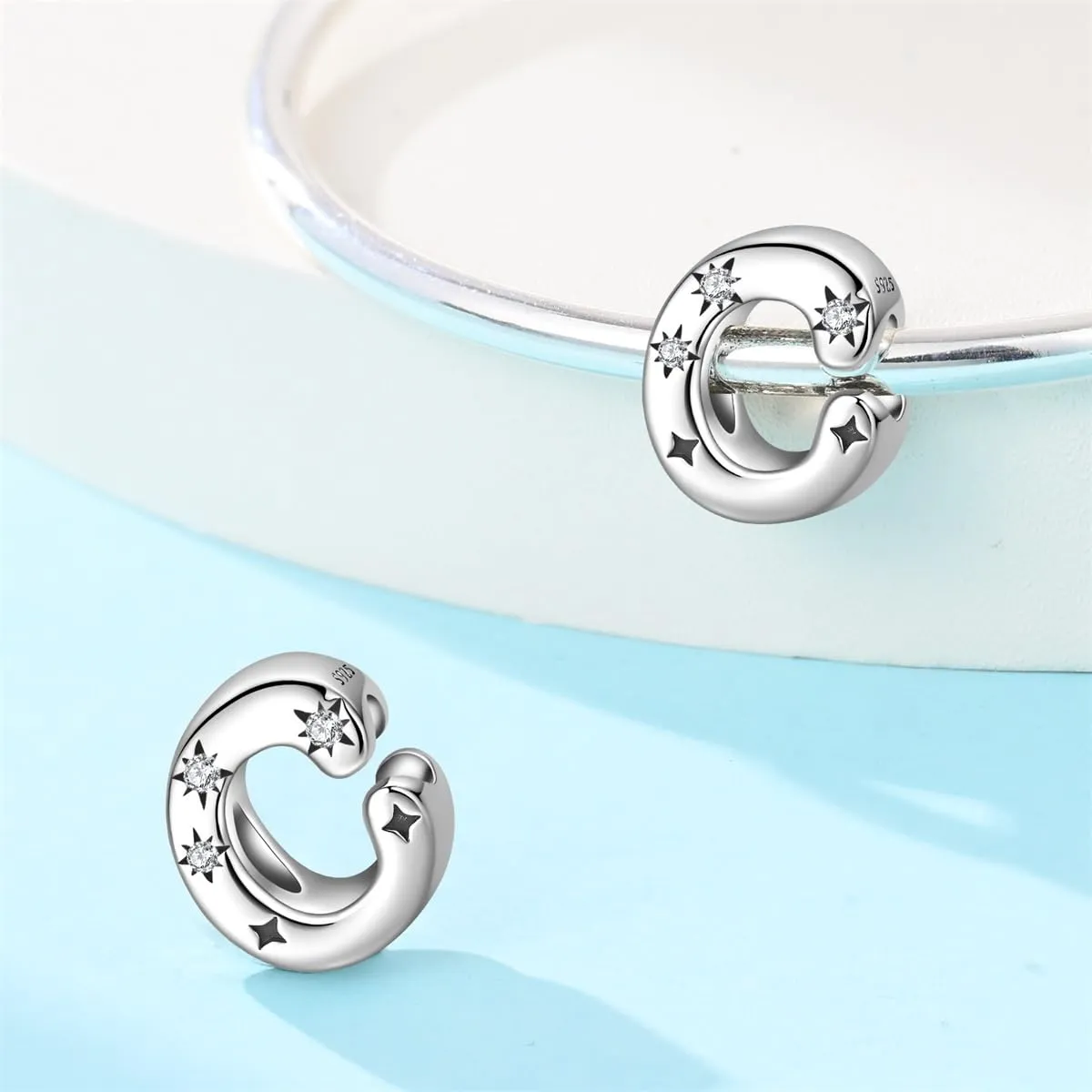 Pandach Bead Charm in Argento Sterling 925 con Lettere e Cubic Zirconia, Compatibile con Braccialetti e Collane Europei - immagine 2