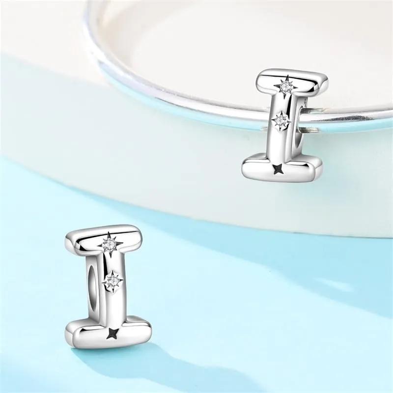 Pandach Bead Charm Ciondolo Argento Sterling 925 Lettere con Cubic Zirconia per Braccialetti e Collane Europei - immagine 2
