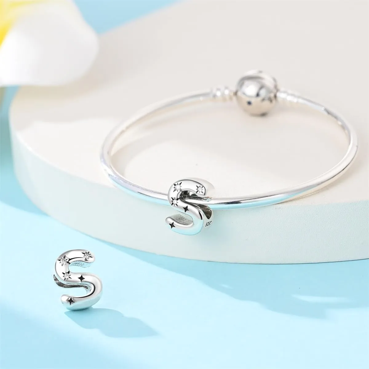 Pandach Bead Charm Ciondolo Argento Sterling 925 Lettere con Cubic Zirconia per Braccialetti e Collane Europei - immagine 3