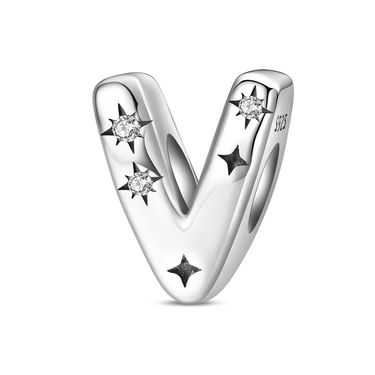 Pandach Bead Charm Argento Sterling 925 Lettere con Cubic Zirconia per Braccialetti e Collane Europei - immagine 1