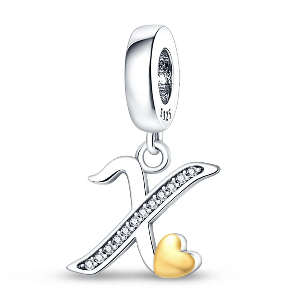 TINSLO Bead Charm Lettere in Argento Sterling 925 con Cubic Zirconia per Braccialetti e Collane European Style - immagine 1