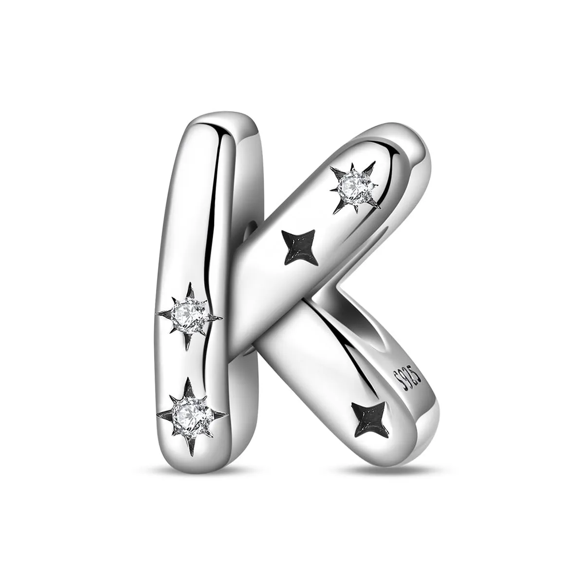Pandach Bead Charm Ciondolo Argento Sterling 925 Lettere con Cubic Zirconia per Braccialetti e Collane Europei - immagine 1
