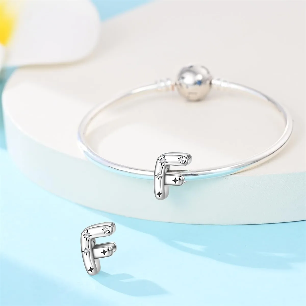 Pandach Bead Charm Argento Sterling 925 con Lettere e Cubic Zirconia per Braccialetti e Collane Europei - immagine 3