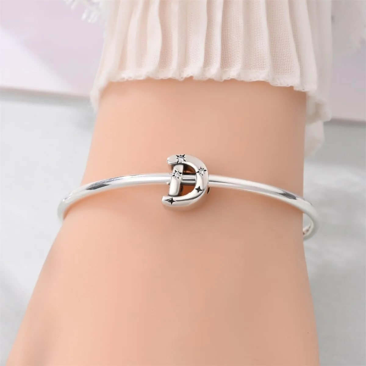 Pandach Bead Charm Ciondolo Argento Sterling 925 Lettere con Cubic Zirconia per Braccialetti e Collane Europei - immagine 4