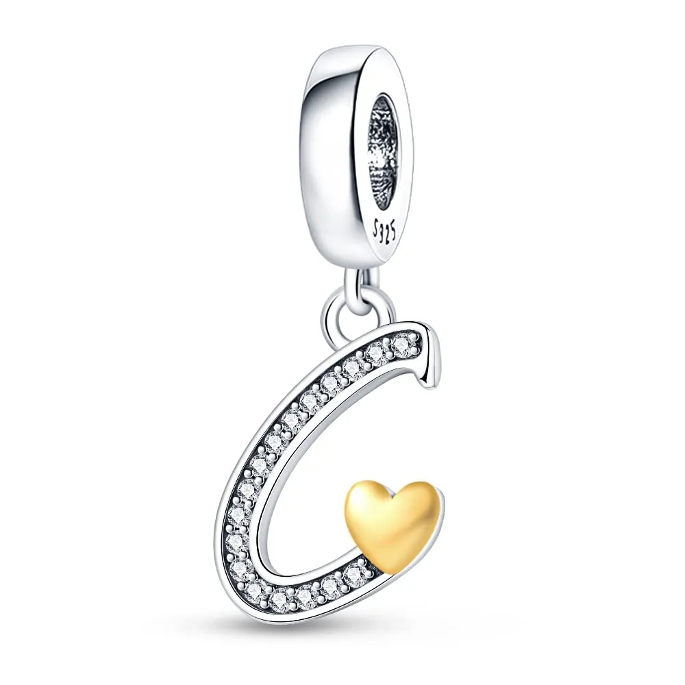 Pandach Bead Charm Ciondolo Argento Sterling 925 Lettere con Cubic Zirconia per Braccialetti e Collane Europei - immagine 1