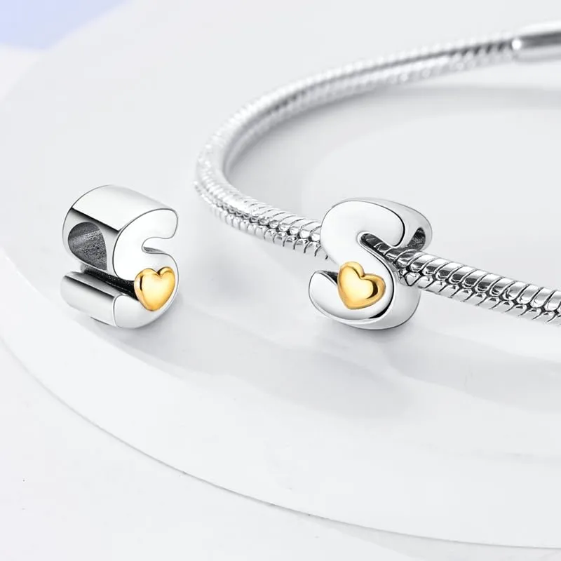 Pandach Bead Charm Ciondolo Argento Sterling 925 Lettere con Cubic Zirconia per Braccialetti e Collane Europei - immagine 2