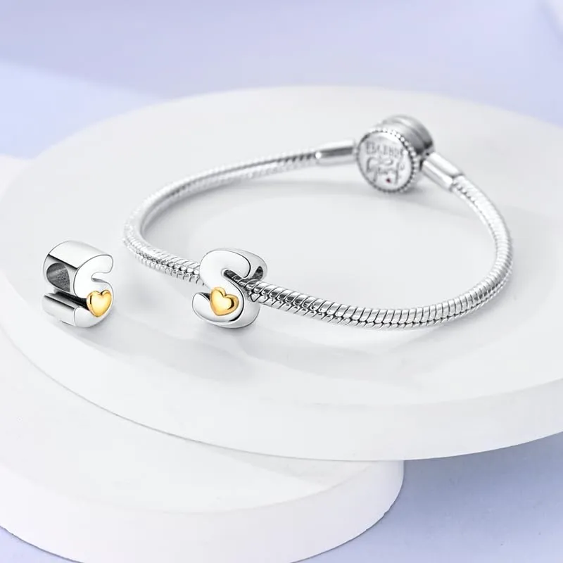 Pandach Bead Charm Ciondolo Argento Sterling 925 Lettere con Cubic Zirconia per Braccialetti e Collane Europei - immagine 3