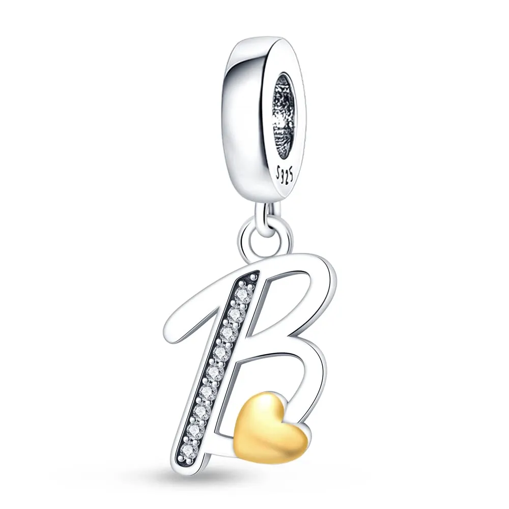 Pandach Bead Charm Ciondolo Argento Sterling 925 Lettere con Cubic Zirconia per Braccialetti e Collane Europei - immagine 1