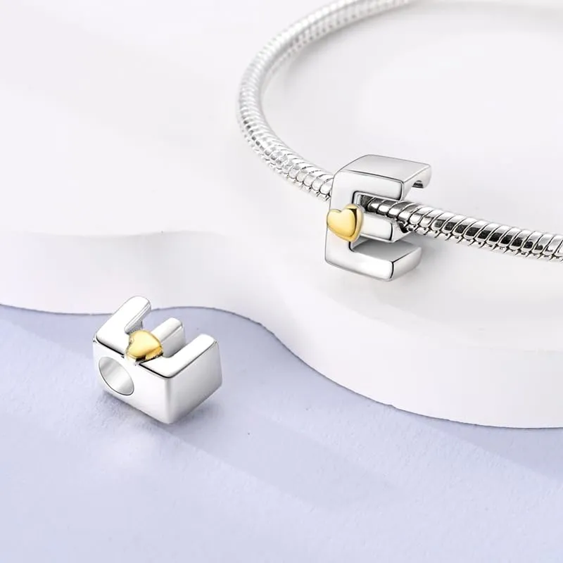 Pandach Bead Charm in Argento Sterling 925 con Lettere e Cubic Zirconia, Compatibile con Braccialetti e Collane Pandora e Europei - immagine 2