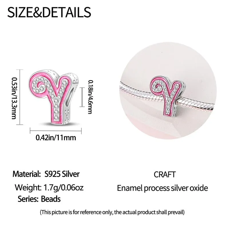 Pandach Ciondolo Lettere in Argento Sterling 925 con Cubic Zirconia per Braccialetti e Collane Europei - immagine 5