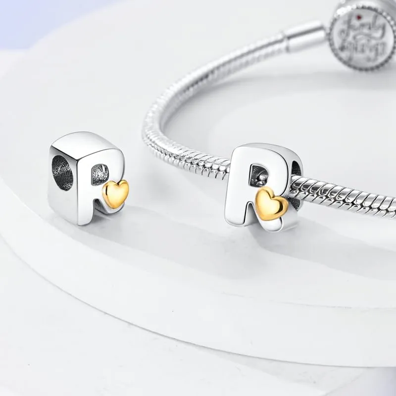 Pandach Bead Charm Ciondolo Argento Sterling 925 Lettere con Cubic Zirconia per Braccialetti e Collane europei - immagine 2