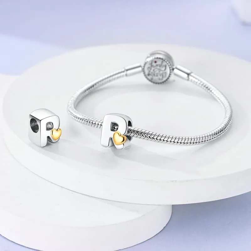 Pandach Bead Charm Ciondolo Argento Sterling 925 Lettere con Cubic Zirconia per Braccialetti e Collane europei - immagine 3