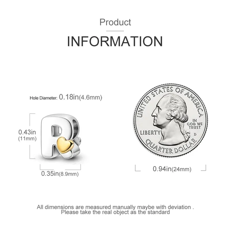 Pandach Bead Charm Ciondolo Argento Sterling 925 Lettere con Cubic Zirconia per Braccialetti e Collane europei - immagine 5