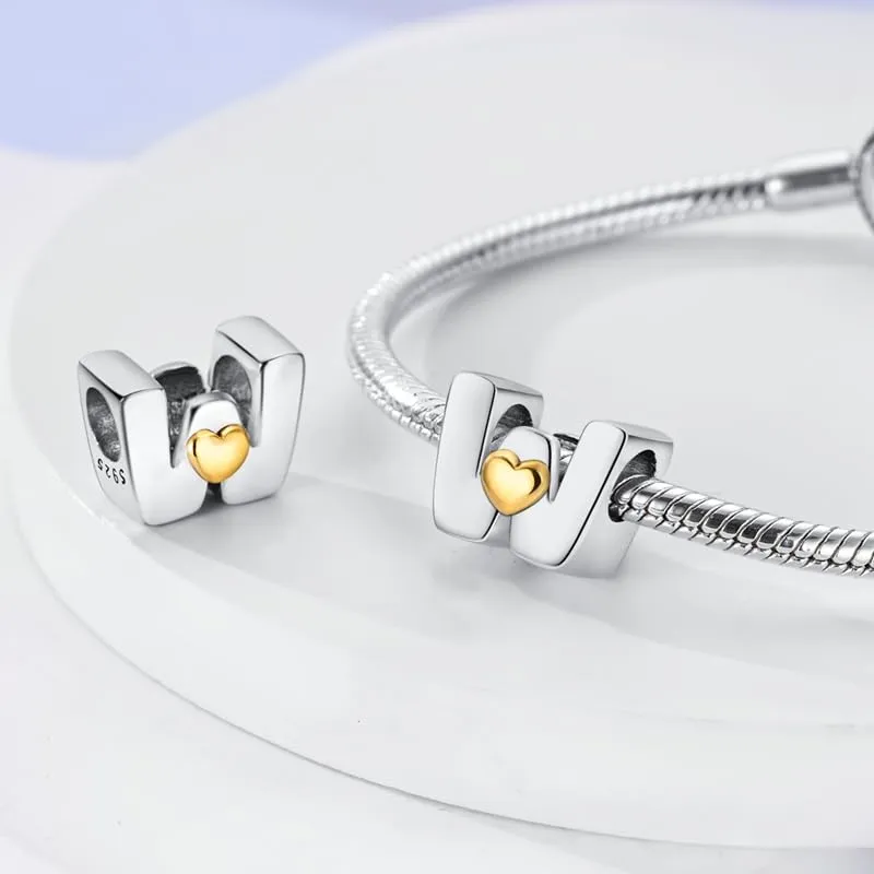 Pandach Bead Charm Ciondolo Argento Sterling 925 Lettere con Cubic Zirconia per Braccialetti e Collane Europei - immagine 2