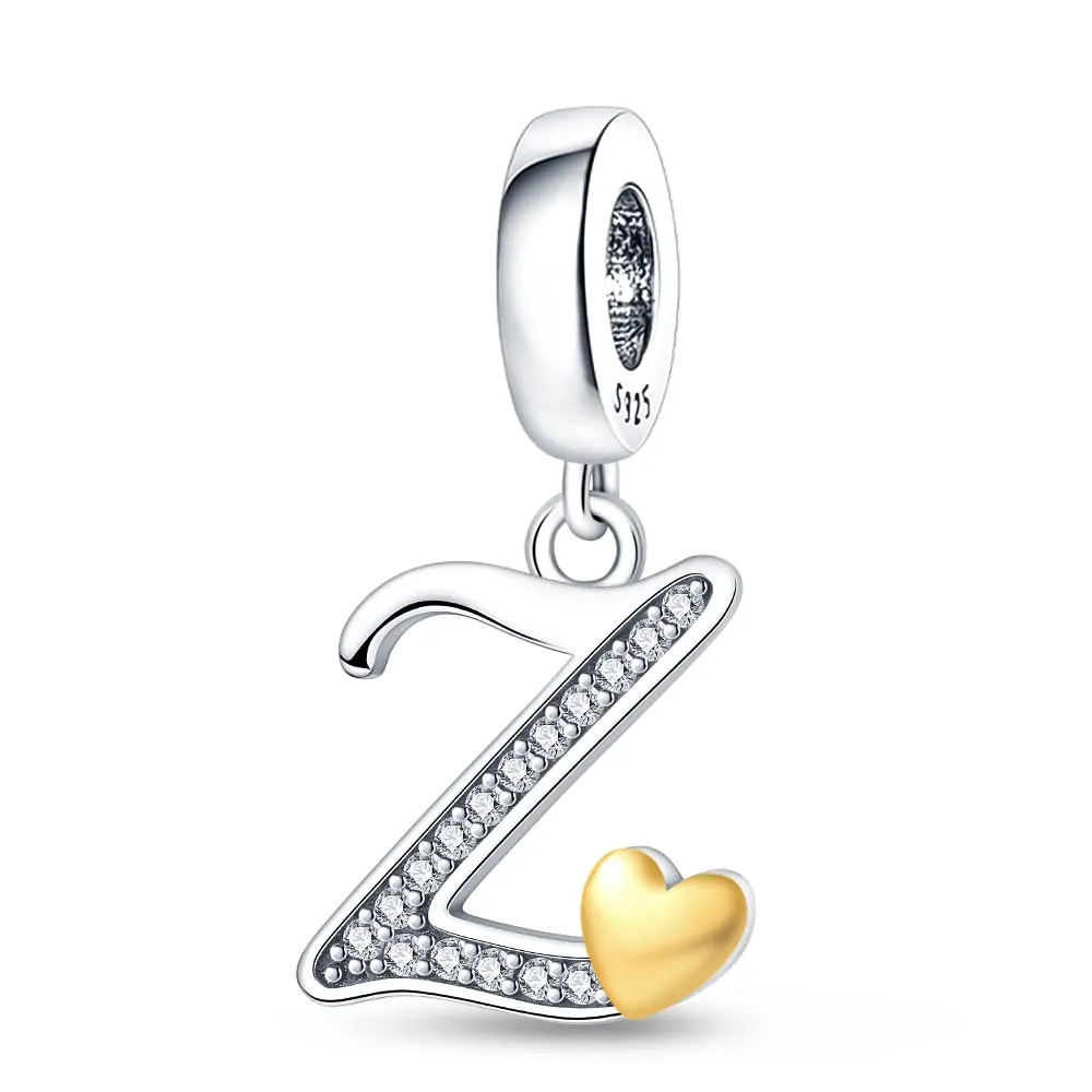 Pandach Bead Charm Argento Sterling 925 Lettere con Cubic Zirconia per Braccialetti e Collane Europei - immagine 1