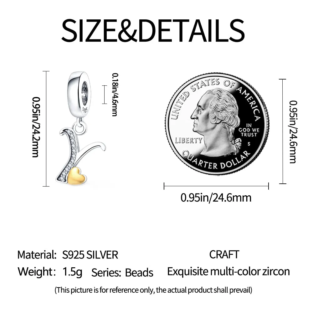 Pandach TINSLO Bead Charm Lettere in Argento Sterling 925 con Cubic Zirconia per Braccialetti e Collane Europee - immagine 5